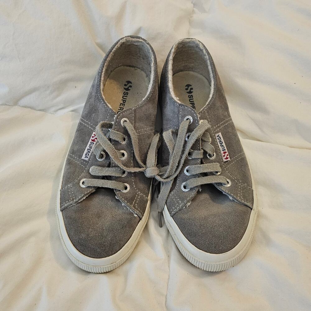 Superga Gray Suede Low Top Sneakers EU 38 Women’s Casual Lace Up Shoes